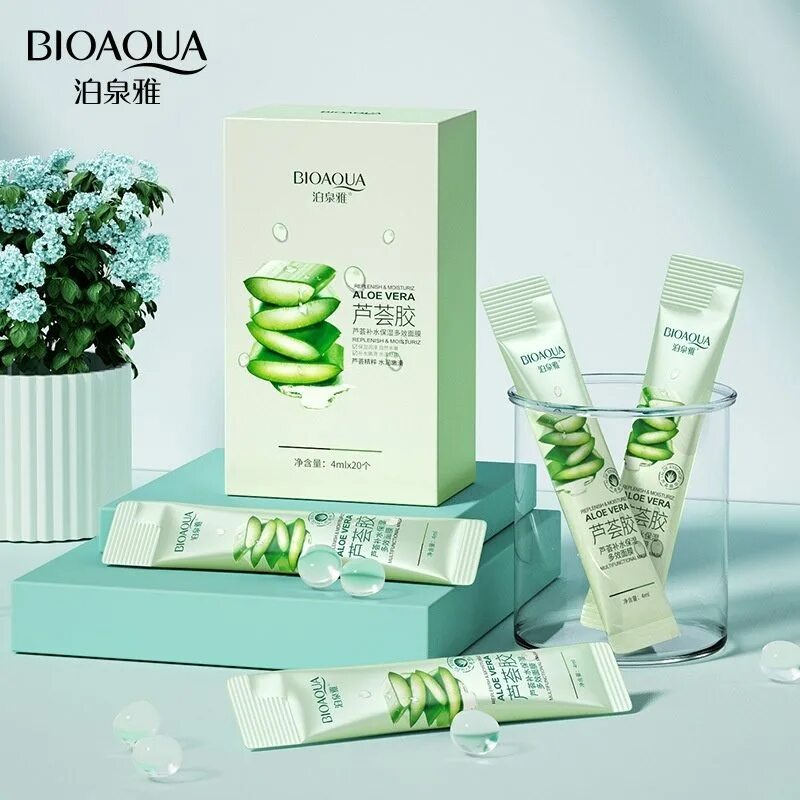 Bioaqua ночная маска. BIOAQUA Aloe Vera ночная маска с алое в саше, 4мл*20шт.