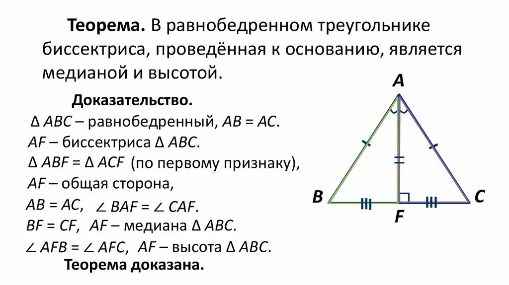 Высота в геометрии в равнобедренном треугольнике. Доказательство биссектрисы равнобедренного треугольника. Докажите свойство биссектрисы равнобедренного треугольника. Теорема о биссектрисе равнобедренного треугольника. Доказать свойство биссектрисы равнобедренного треугольника.