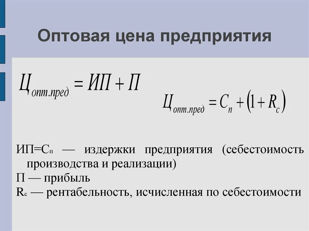 Определить оптовую цену предприятия