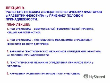 Ведущая роль в первичном определении пола организма