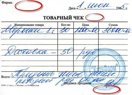 Оформление товарного