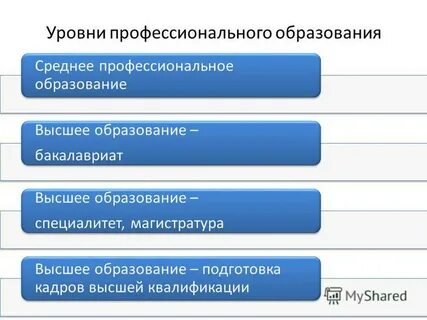 Какой уровень профессионального образования существует
