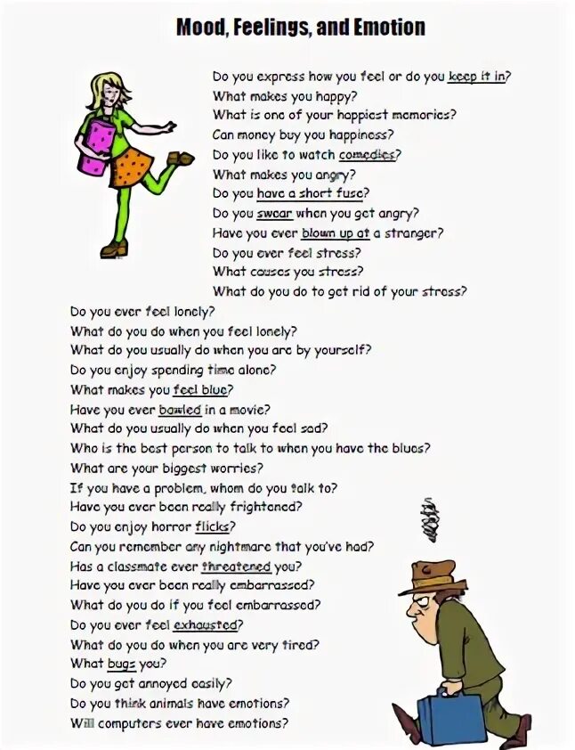 Talking about feelings. Feelings and emotions questions. Conversation questions about feelings. Questions about feelings. ESL feelings and emotions questions.