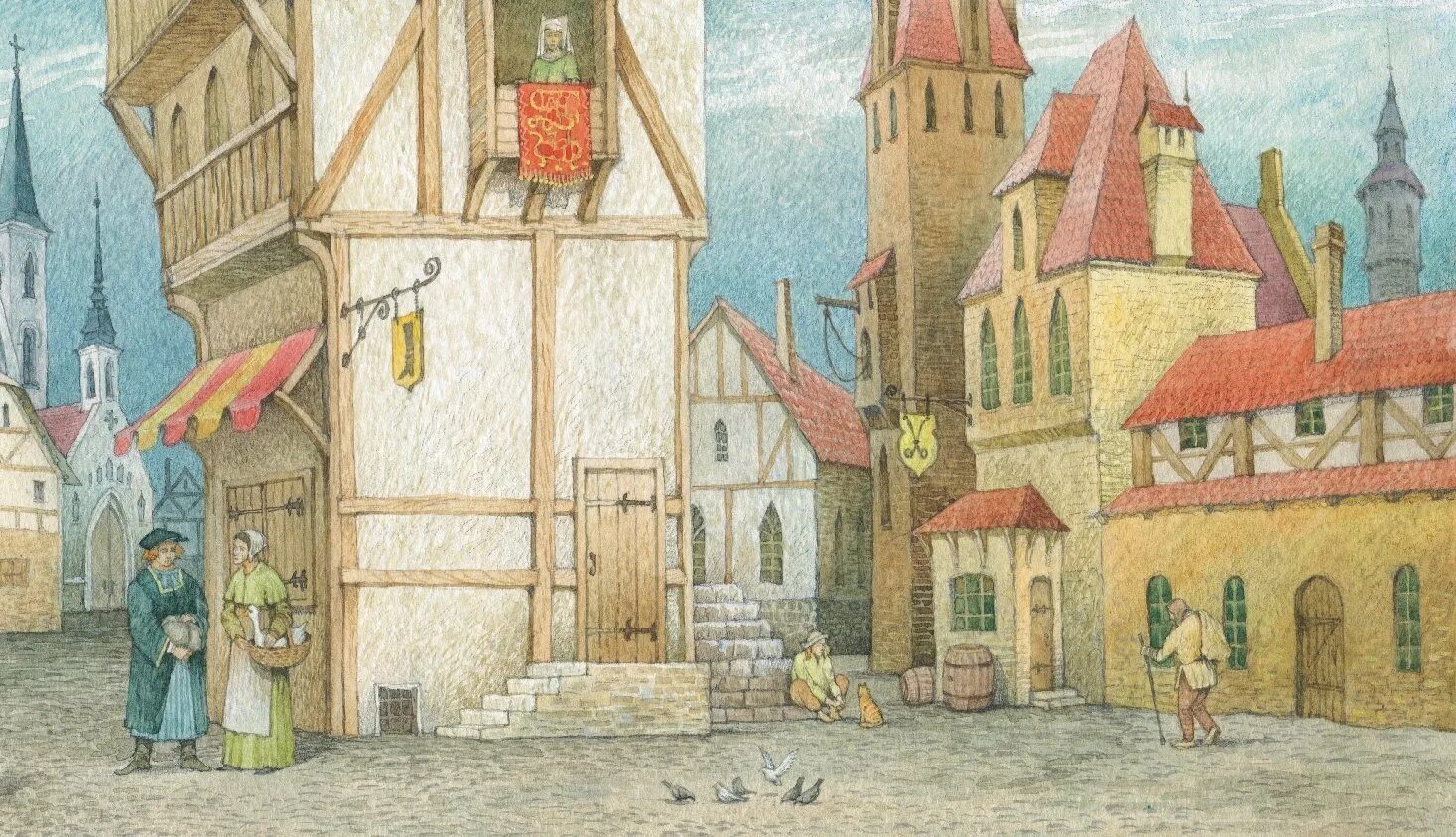 Урок европейские города рисуем площадь средневекового города