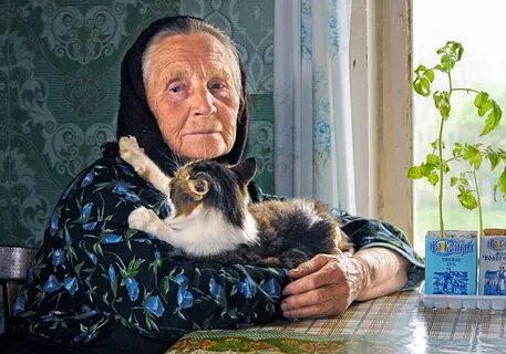 Бабушка и кот.