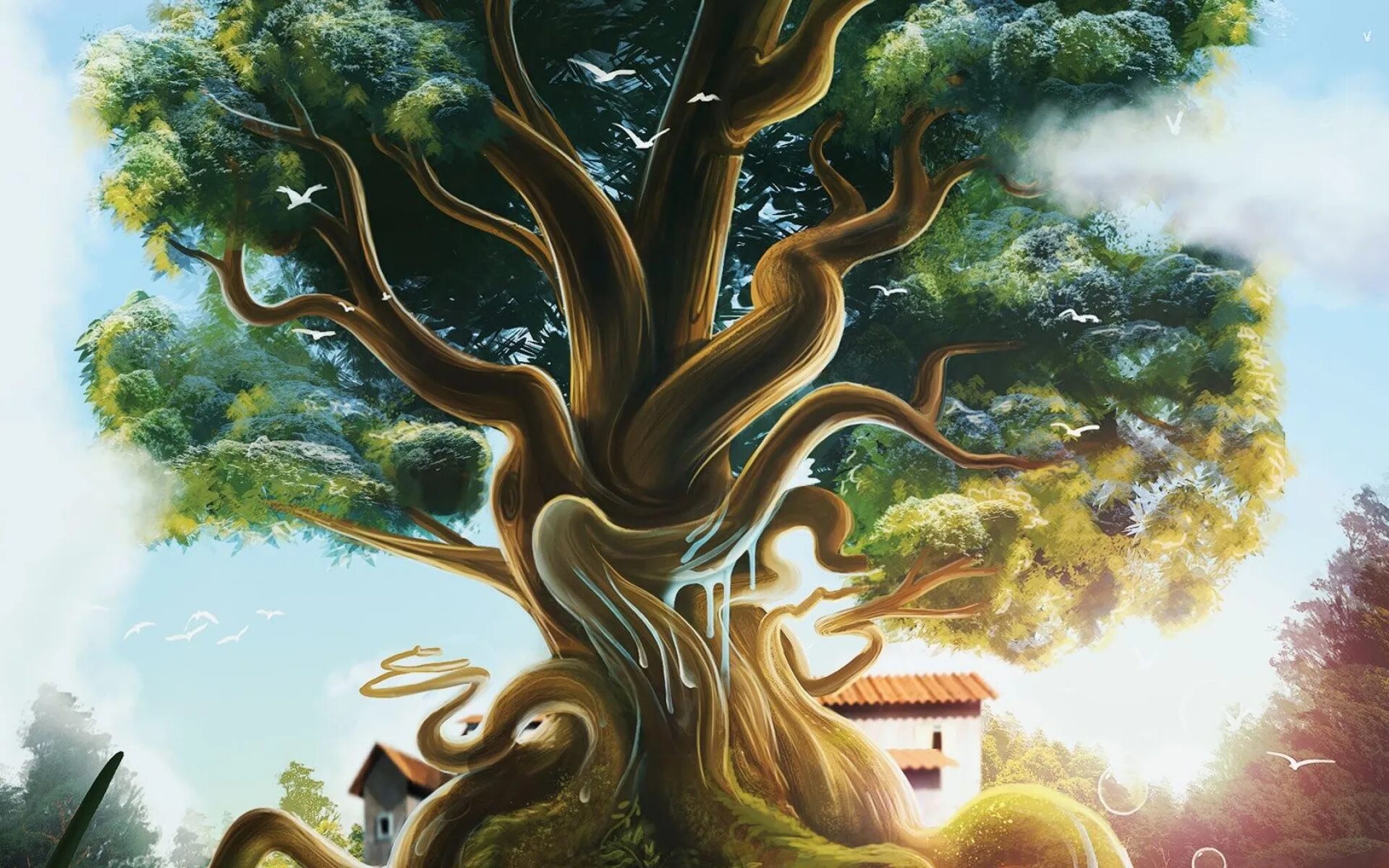 Милорн дерево. Сказочное дерево. Красивое сказочное дерево. Волшебное сказочное дерево.