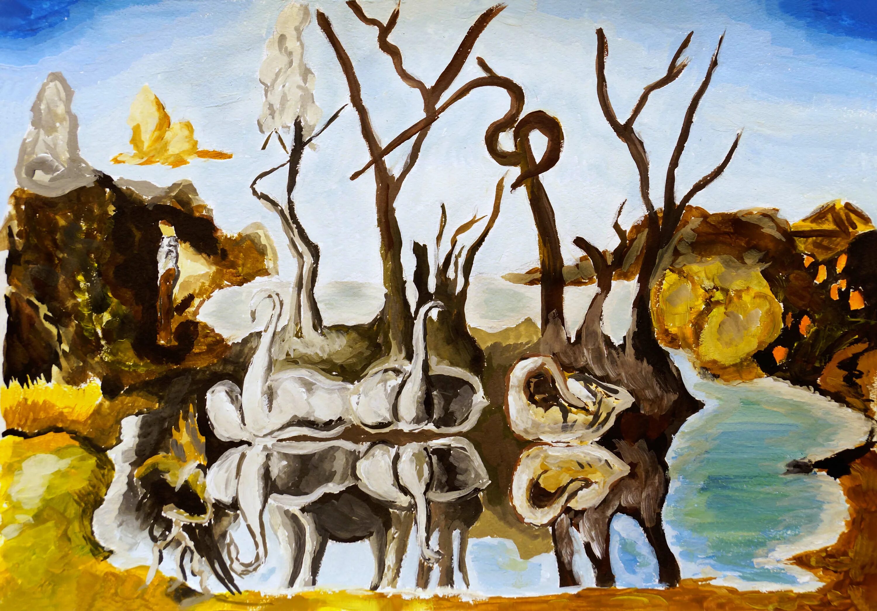 Лебеди отражающиеся в слонах. Salvador Dali Swans reflecting Elephants. Сальвадор дали «лебеди, отражающиеся в слонах» (1937). Сальвадор дали лебеди, отражающиеся в слонах. Лебеди отражающиеся в слонах Сальвадор.