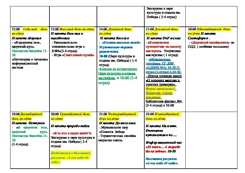 План сетка в лагерь на 21 день для вожатого пустая. План сетка в пришкольный лагерь на 21 день для вожатого. План сетка для пришкольного лагеря на 21 день. План сетка загородного лагеря на 21 день. План на лагерь на каждый день