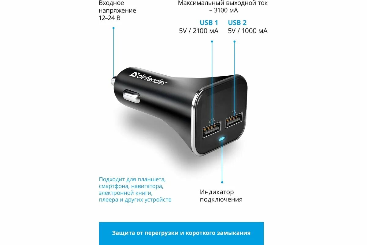 Автомобильное зарядное устройство не работает. Автомобильное зу defender uca-31 2xusb, 5v/3.1а (1/50). зарядное устройство defender uca-31. 83597 uca-31. uca31 цвет.