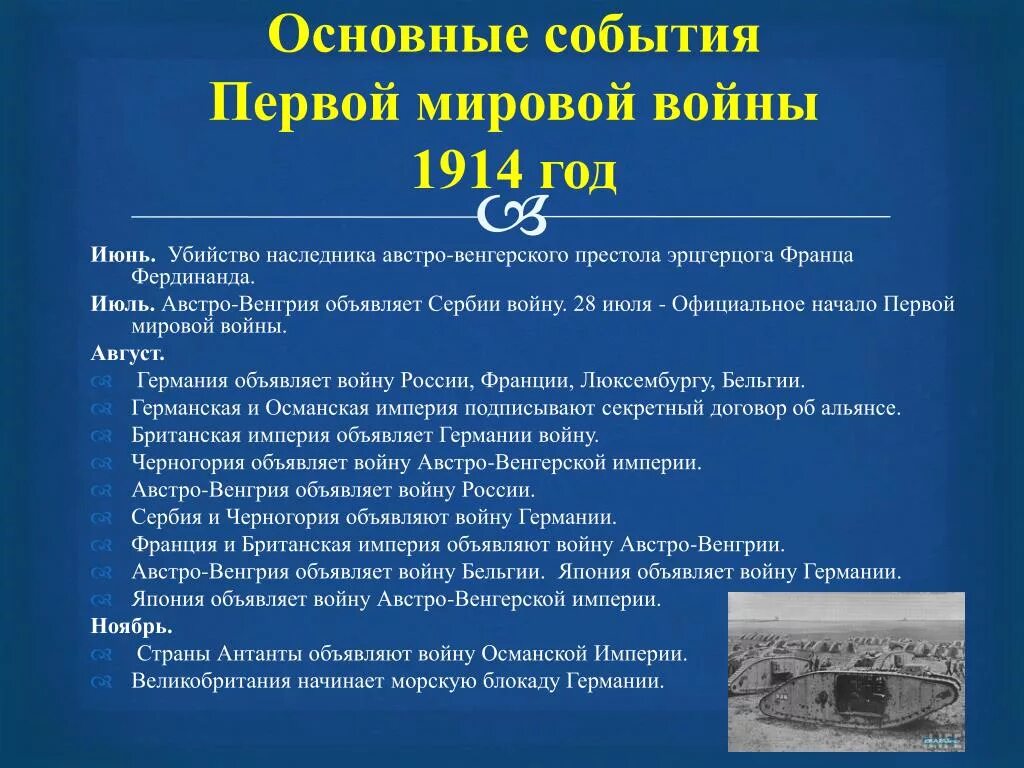 Какое событие произошло в 1914 году