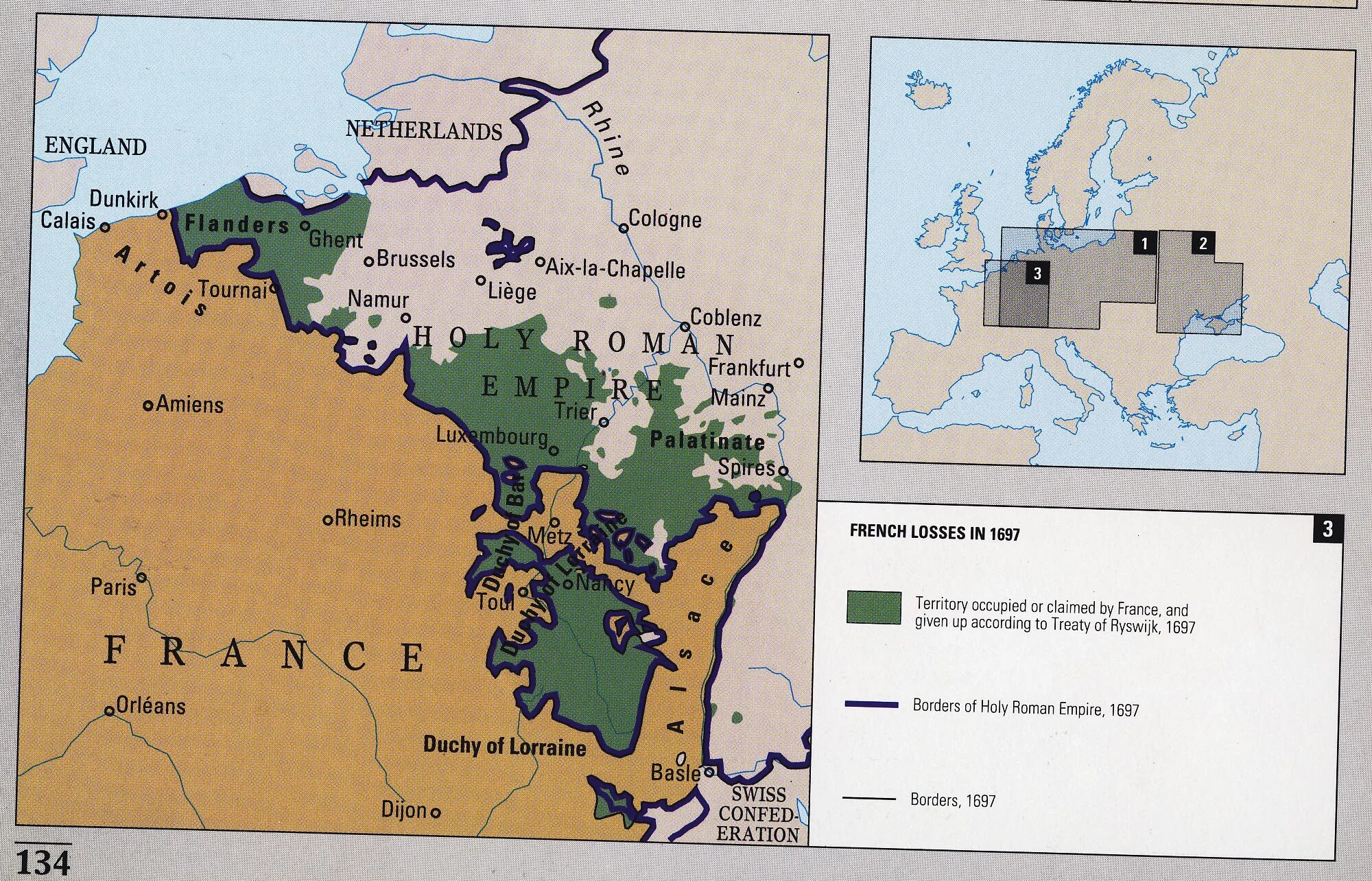 Карта Франции при Людовике 14.