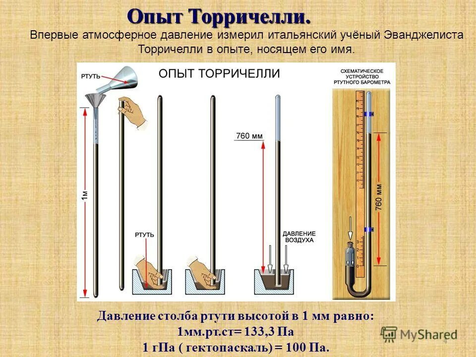 Ртутный барометр опыт Торричелли. Измерение атмосферного давления опыт Торричелли 7 класс. Ртутный барометр Торричелли 1643. Физика 7 класс измерение атмосферного давления опыт Торричелли. Столб воды давление температура