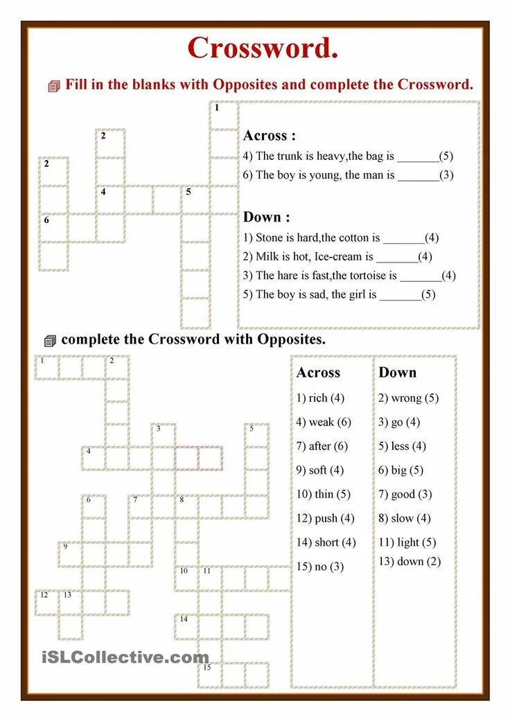 Read and fill in the crossword. Crossword opposites. worksheets кроссворд. a crossword on opposites ответы. crosswords for intermediate.