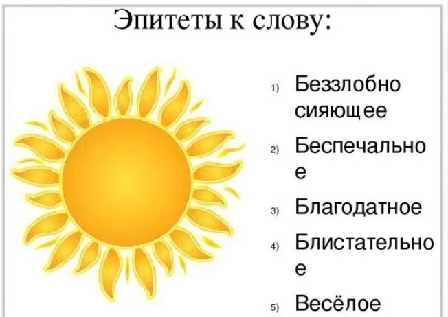 Эпитет к слову солнце. Слова солнца. Проект про солнце. Презентация к слову солнце.