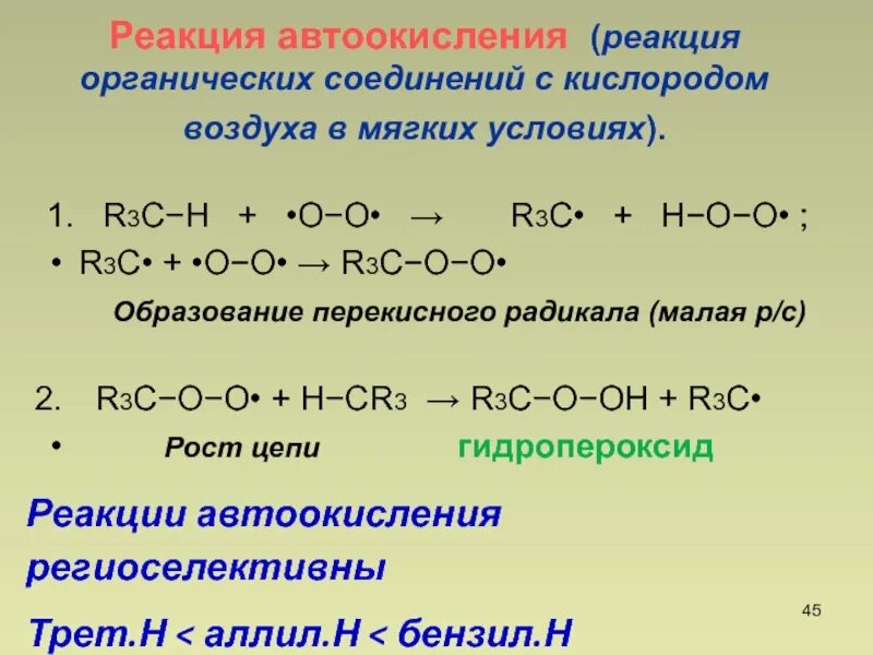 Реакции углеводородов с кислородом