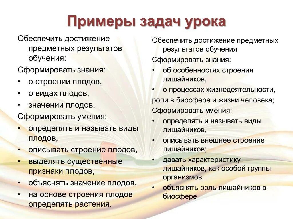 Урок в классе по биологии фгос. Задачи урока примеры. Виды задач урока. Проблемный урок пример. Задачи урока биологии.