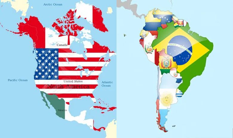 Самая развитая страна северной америки. Северная и Южная амераик. Государства Северной Америки. Страны Северной и Южной Америки. Карта Северной и Южной Америки.