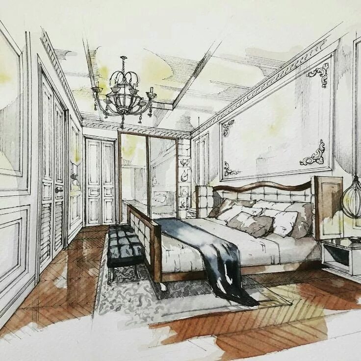 Pin on Interior SKETCH Olga Kaminskaya Interior design renderings, Interior arch