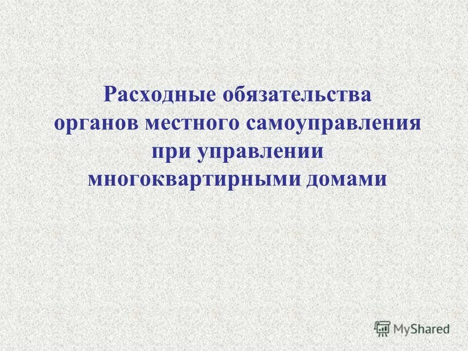 Расходные обязательства органов местного самоуправления