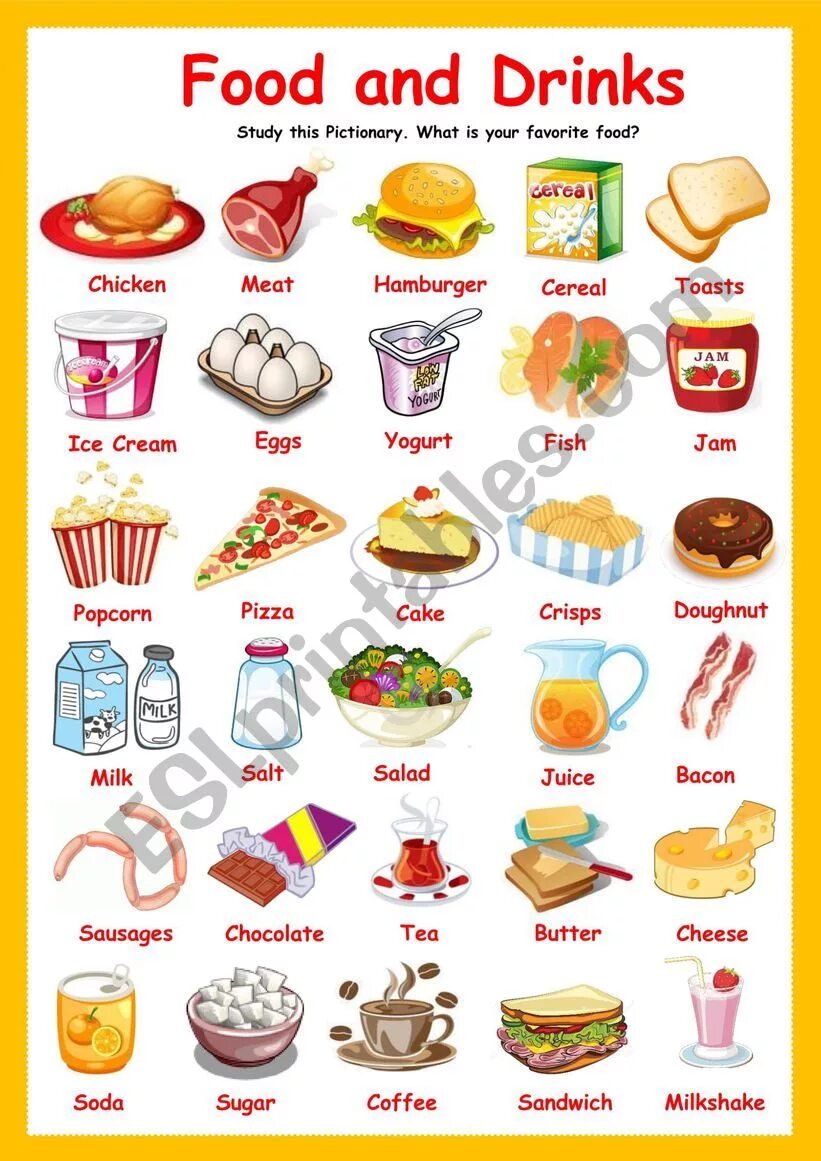 Food word list. Food Pictionary. ESL food Pictionary. Food and Drinks for Kids. Food Pictionary for Kids.