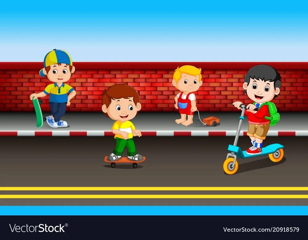 Дети играют на дороге вектор. Ребенок играющий на дороги. Дети играют возле дороги вектор.