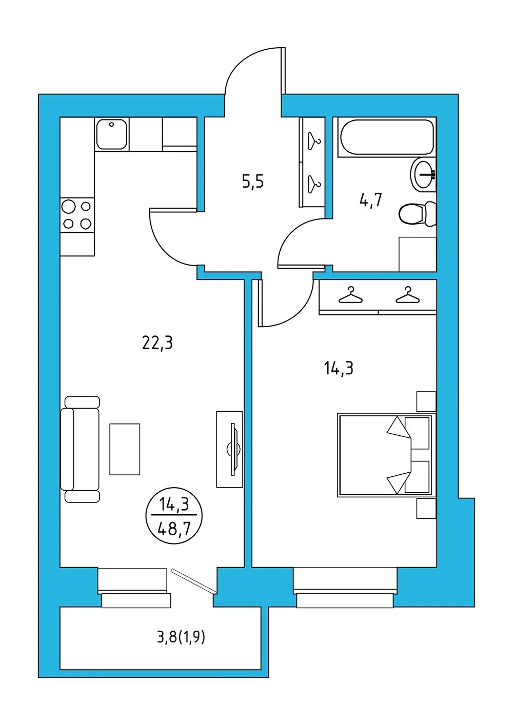 Купить 2-комнатную квартиру, 43.7 м² по адресу Красноярский край, Минусинск, ули