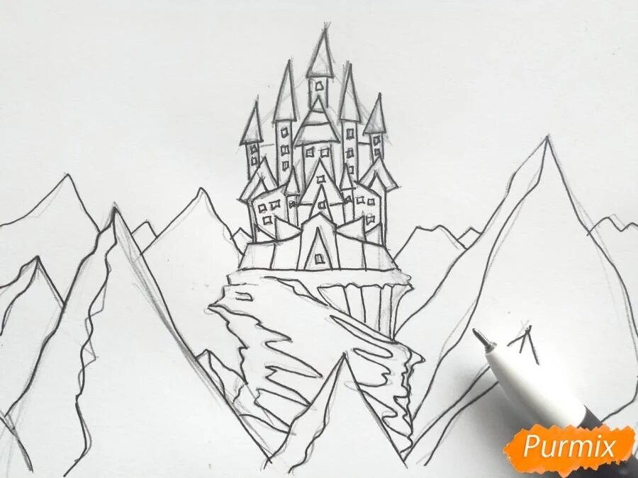 Рисование сказочное царство. Рисование замок снежной королевы. Замок снежной королевы изо. Замок снежной королевы гуашью. Замок снежной королевы изумрудный город.