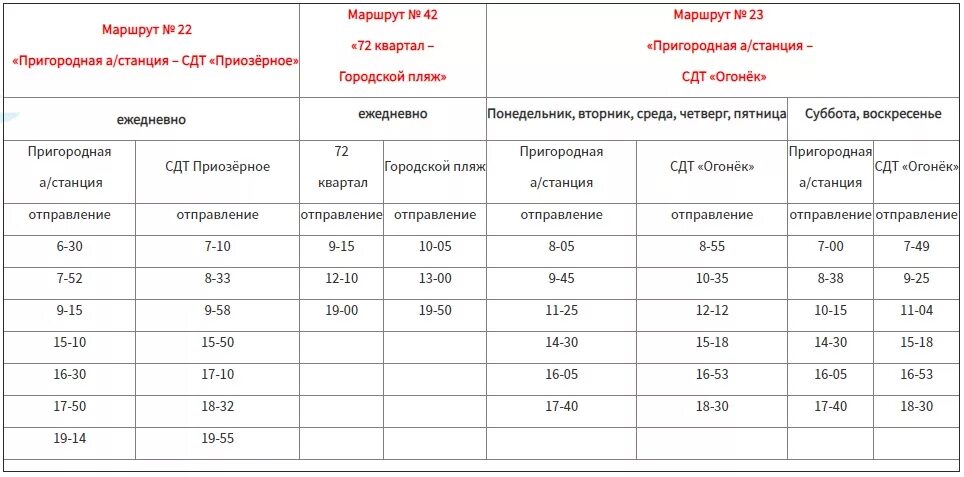 Расписание автобусов 22