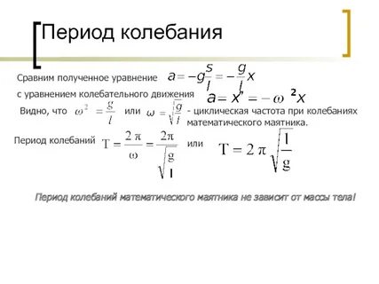 Циклическая частота колебаний математического маятника