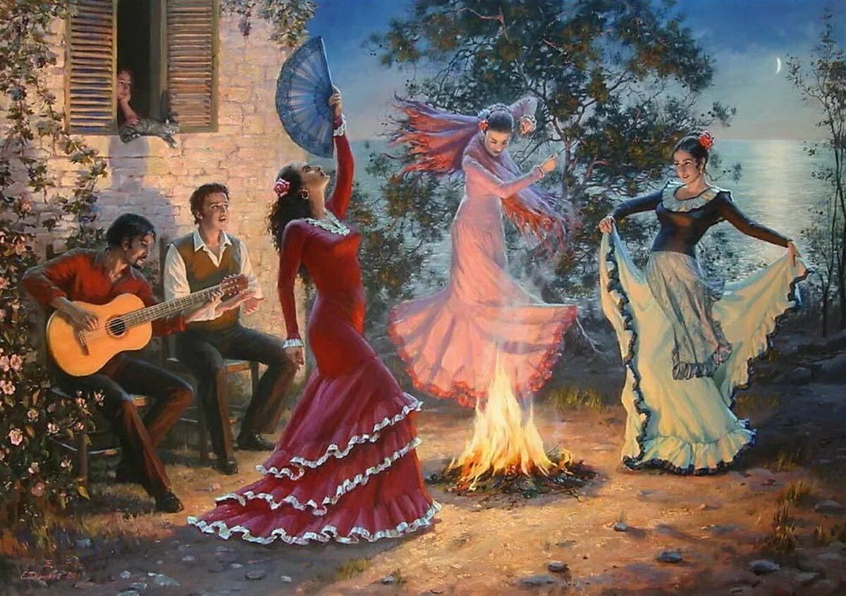 Фламенко 18 век. Фламенко цыгане. Испания танец фламенко.