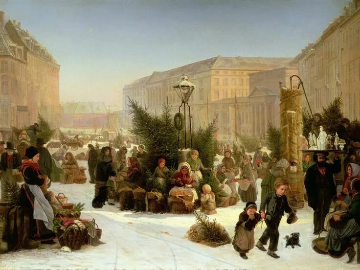 Художник David Jacobsen 1821 1871. Елочный базар Петербург 19 век.