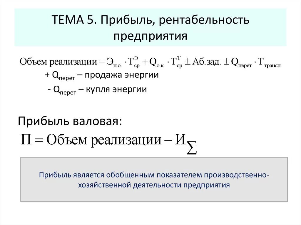 Тема прибыль и рентабельность