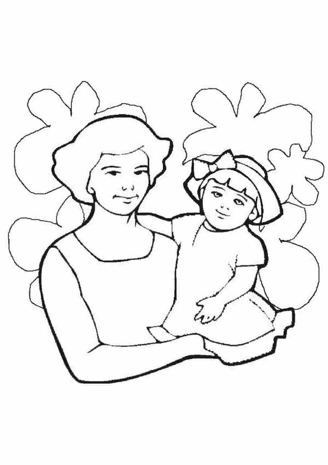 Шаблоны ко дню матери 2 класс. Рисунок мамы трафарет. Контур рисунка к Дню мамы. Раскраски мама с дочкой красивые. Шаблон для рисования мамы детям.