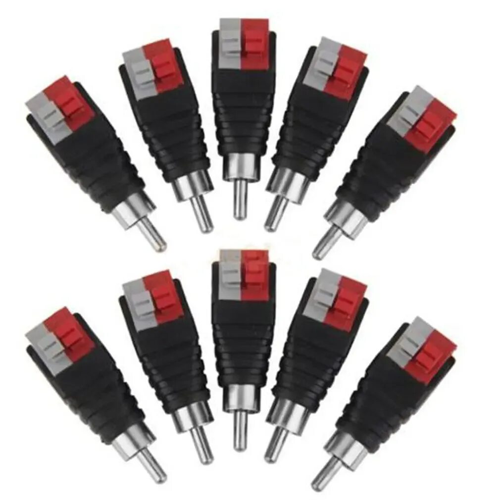 Акустические штекера. 10pcs Speaker wire Cable to Audio male RCA Connector Adapter Jack Plug piju. Штекер РСА С зажимами. U Audio разъём RCA. Коннекторы для аудио колонок 5 разъемов.