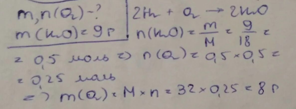 В реакции образовалось 9 г воды. Вычислите массу и Кол во кислорода прореагировавшего. В реакции образовалось 9 грамм воды. Вычислите массу и количество кислорода прореагировавшего с медью. Какая масса кислорода может прореагировать с 224 водорода.
