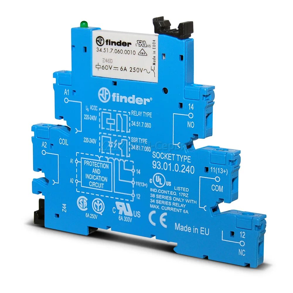 Assorted Relays: Finder 40.52S, Finder 40.61.7.024.0000, Schrack RP3SL024 Slayma