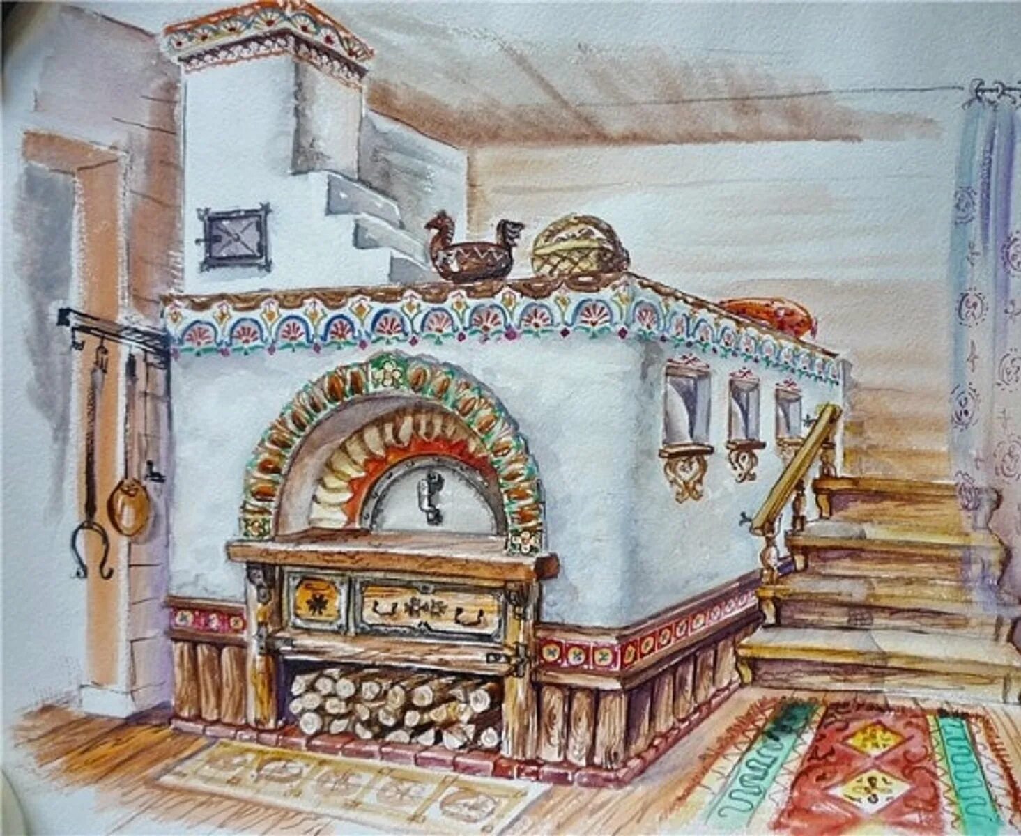 Картинка печка. Изразцовая русская печь в избе. Русская печь с лежанкой на Руси. Макаров "русская печь". Русская печь в избе.
