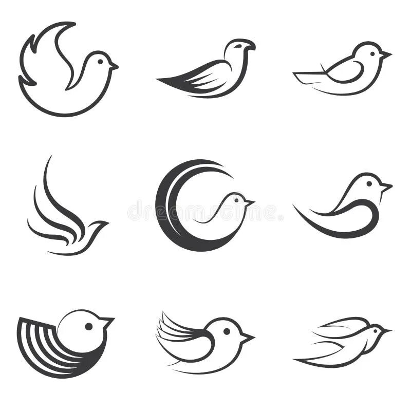 Bird shape. Logo bird shapes.