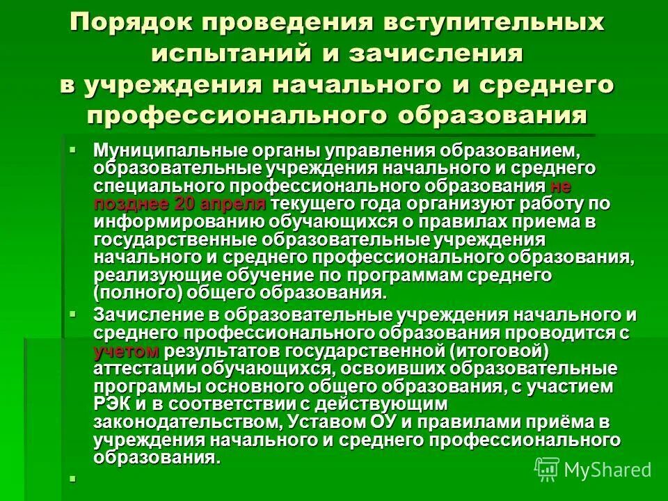 Требования в организации в начальной школе