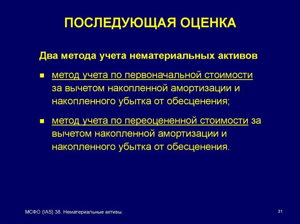 Последующая оценка нематериальных активов. Первоначальная и последующая оценка НМА. Модели последующей оценки нематериальных активов. Последующая оценка нематериальных активов по МСФО.