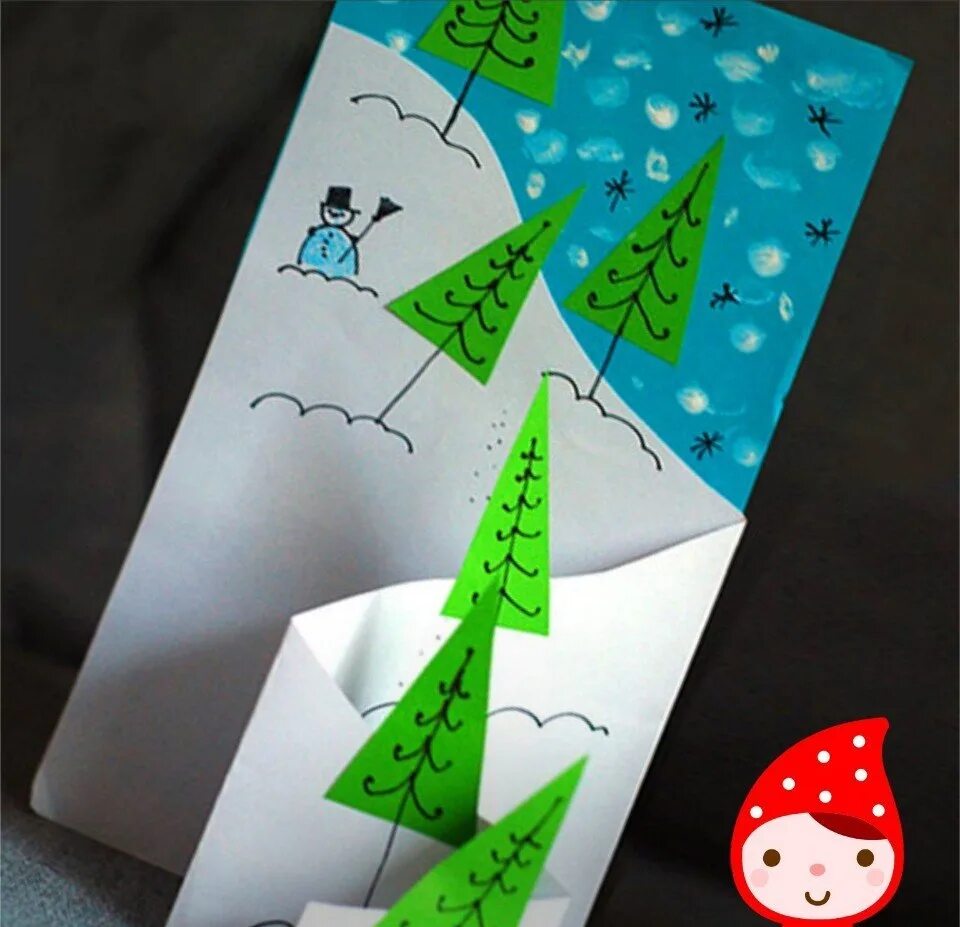 Новогодние открыли своими руками. Открытка с объемной елочкой. Новогодняя открытка своими руками для детей. Новогодняя открытка своими рукамируками. Новогодняя открытка своими руками.