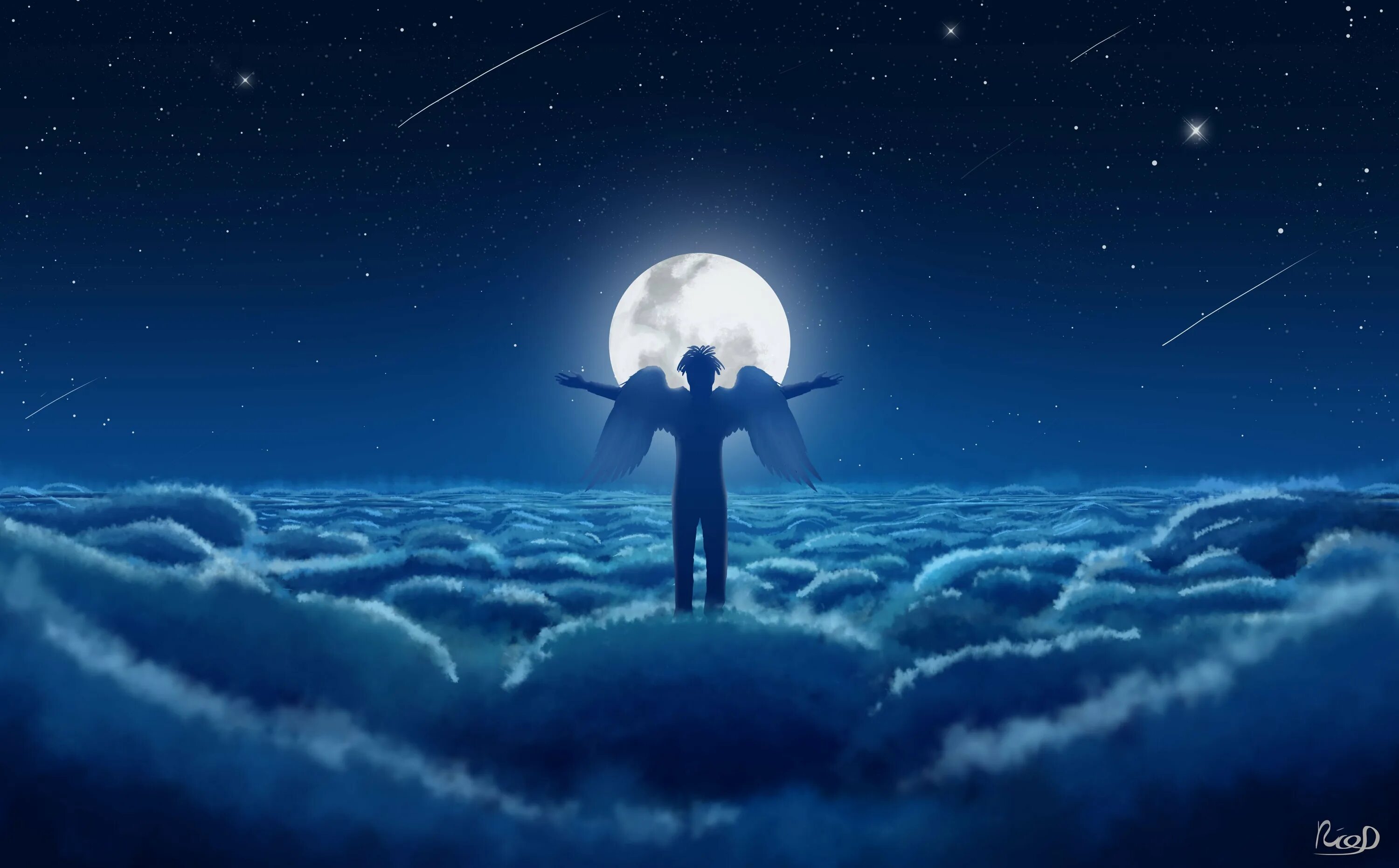 Полжизни за звезду. Луна в облаках. Ангел в небе арт. Человек на фоне неба арт. Человек на фоне звездного неба.
