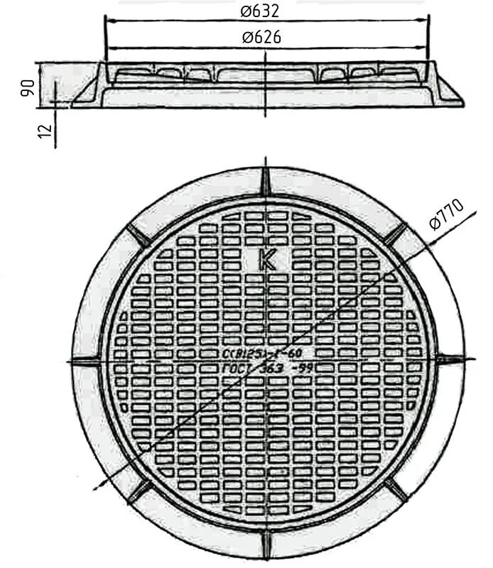 2. Люк чугунный лс (в125). Люк тяжелый чугунный т (с250)-в. Люк легкий л а15 гост 3634-99. 1-60 с обечайкой.