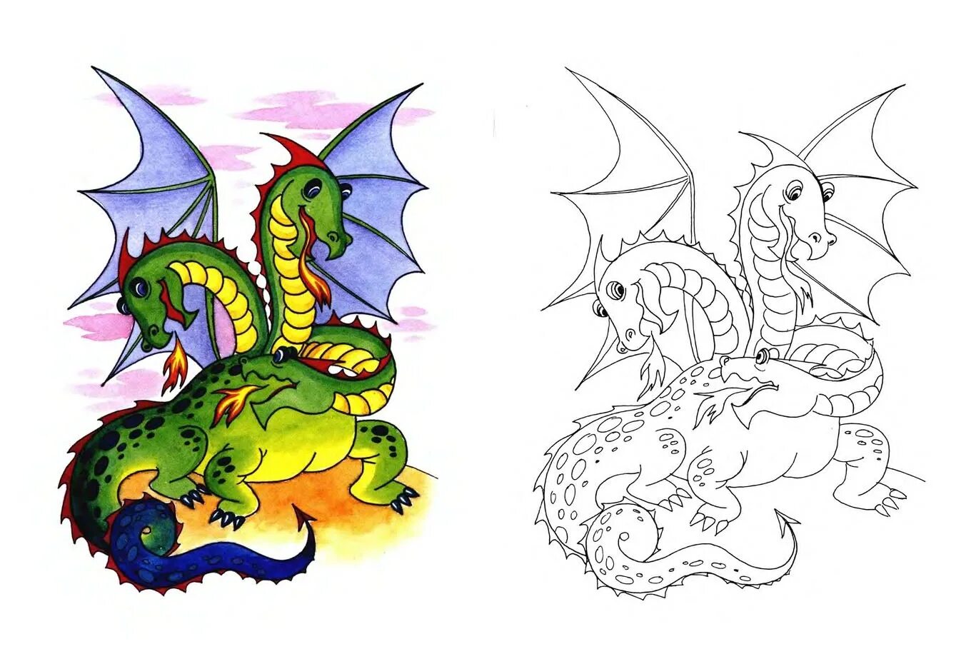 Рисунок дракончика на новый год. Рисунок змея Горыныча. Змей Горыныч раскраска. Трехглавый дракон рисунок. Рисунок дракончика.