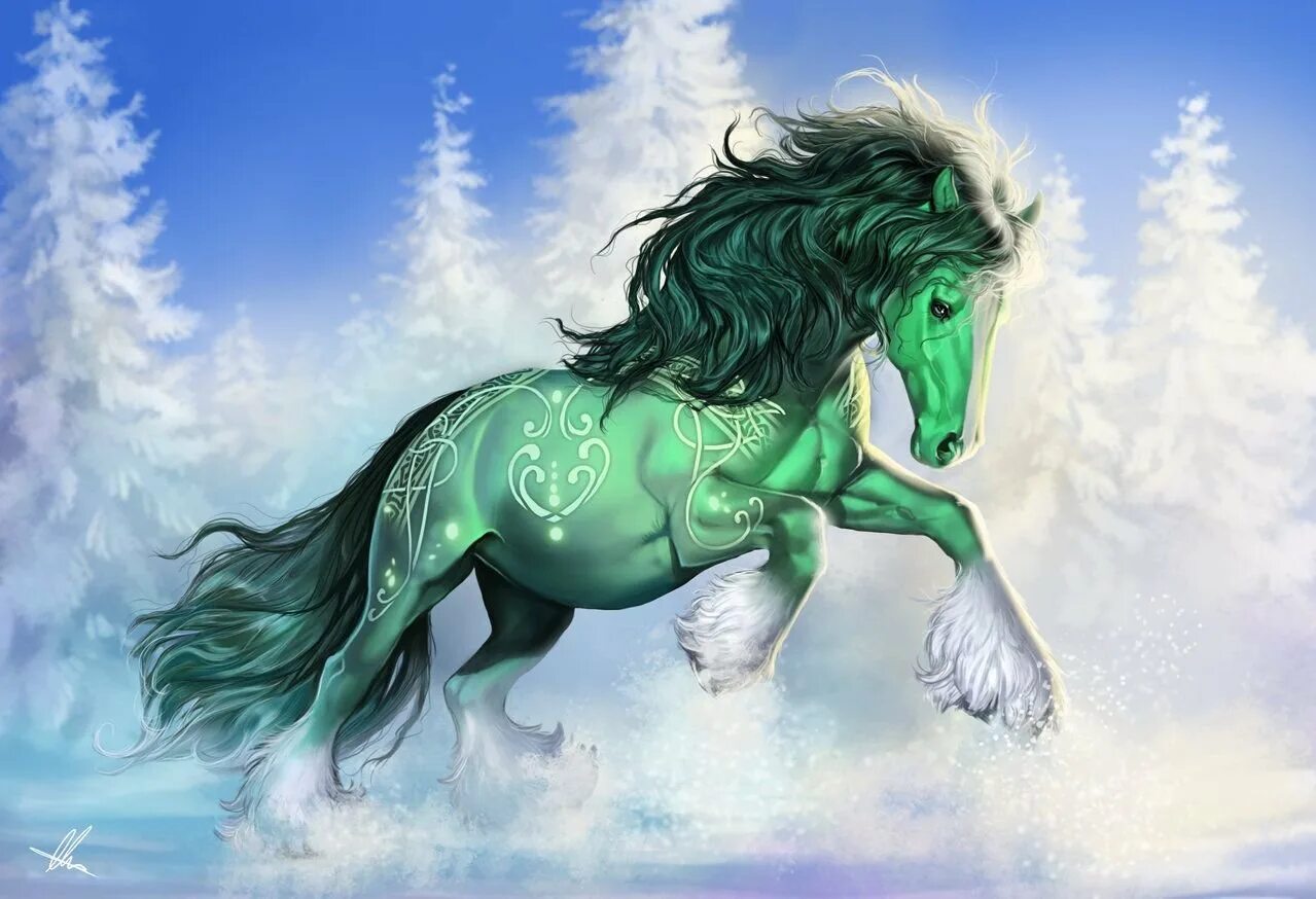 Зеленую лошадку. Monika Andruszkiewicz лошади. Фантастические кони. Сказочные лошади. Мифические лошади.