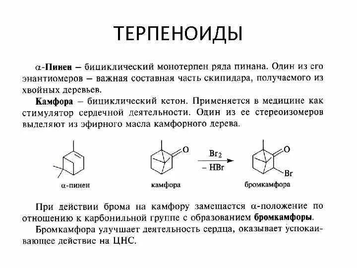 Камфора свойства. Бициклические терпены химические свойства. Химические свойства терпеноидов. Формула терпеноидов. Камфора терпен.