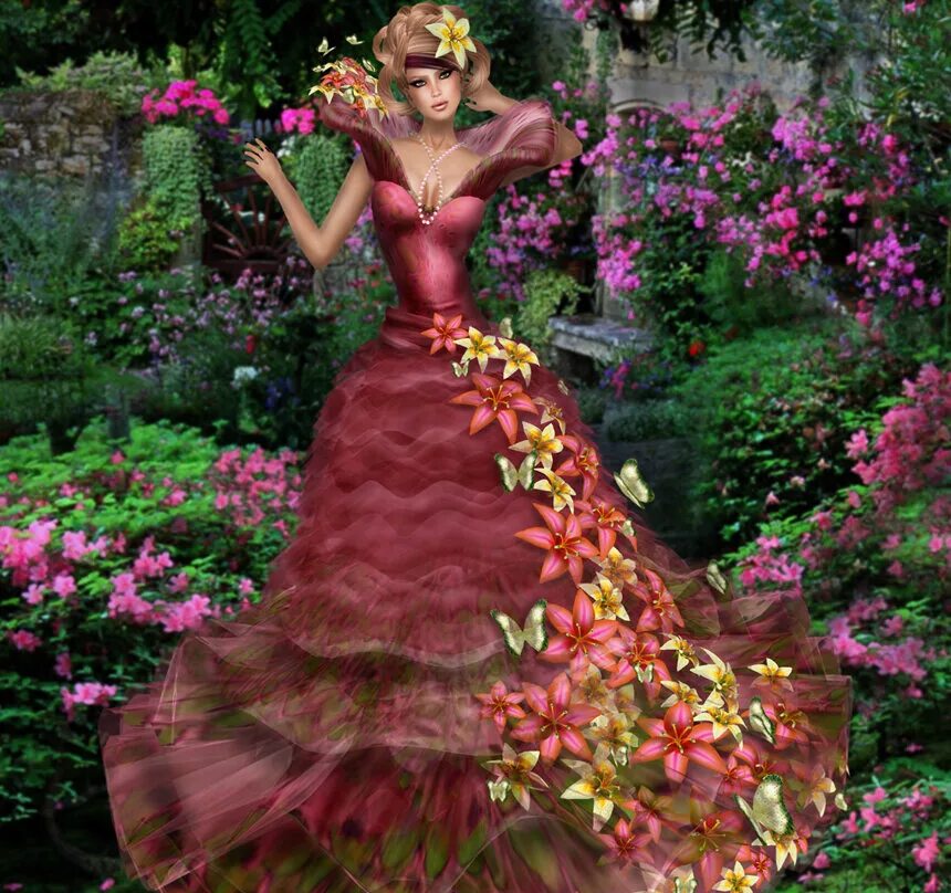 фотосессия в цветочном саду. сказочная девушка. девушка в саду. летний портрет. женщина королева цветов.