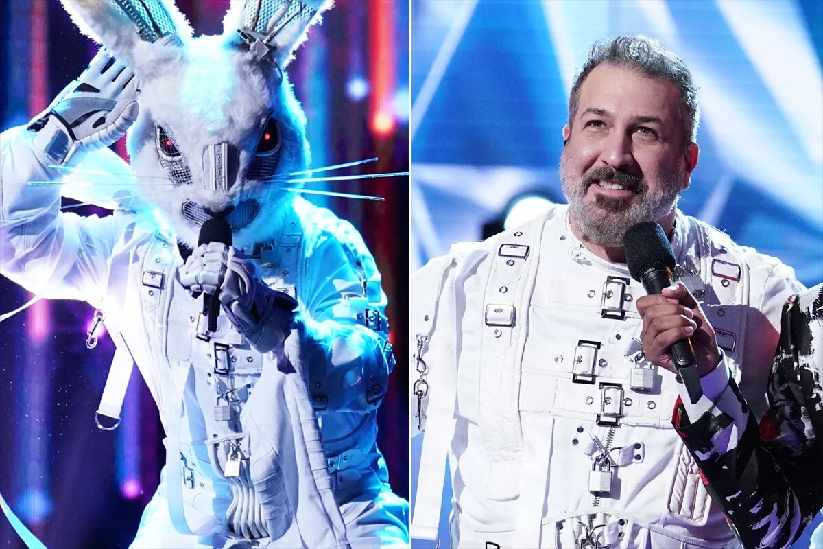 The masked Singer кролик. The masked Singer the Rabbit Joey Fatone. Шоу маска кролик.