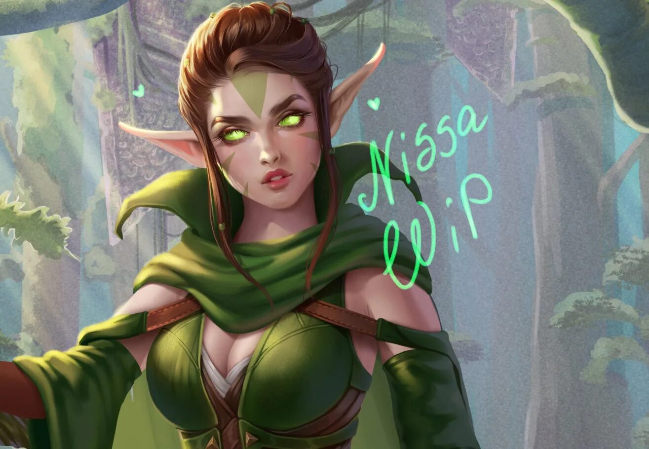 Prywinko Sylvana. Nissa Revane Art. Magic the Gathering эльфы. Magic the Gathering Нисса.