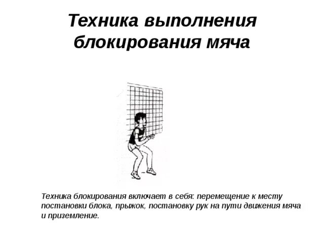 Волейбол блокирование нападающий удар техника. Техника выполнения блокирования мяча. Блок в волейболе техника выполнения. Обучите технике блокирования в волейболе.